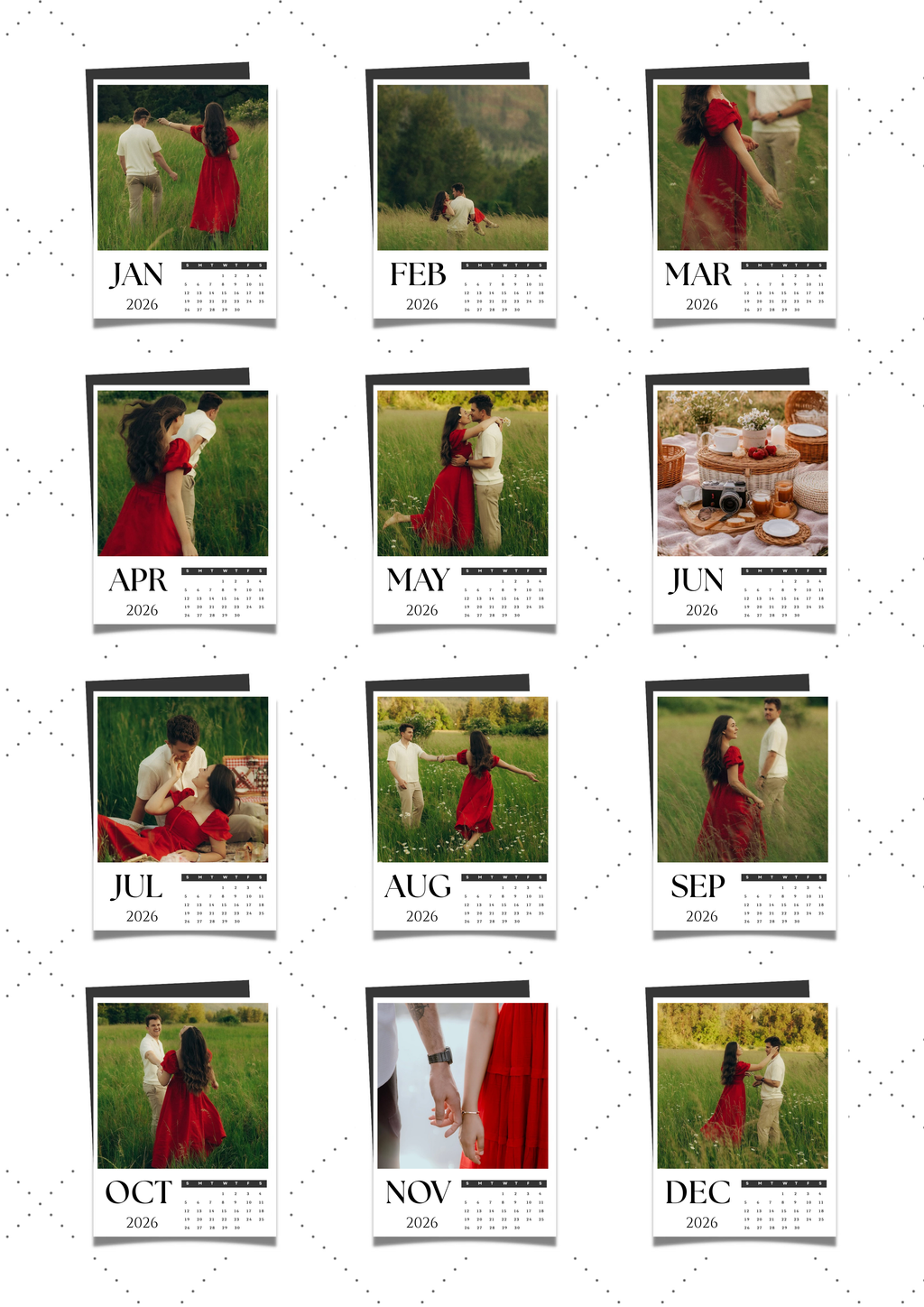 Custom magnetic photo calendar sample to show scale