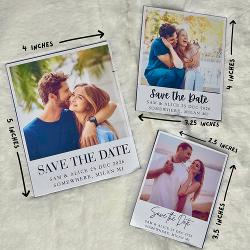save the date photo magnets to show size and scale