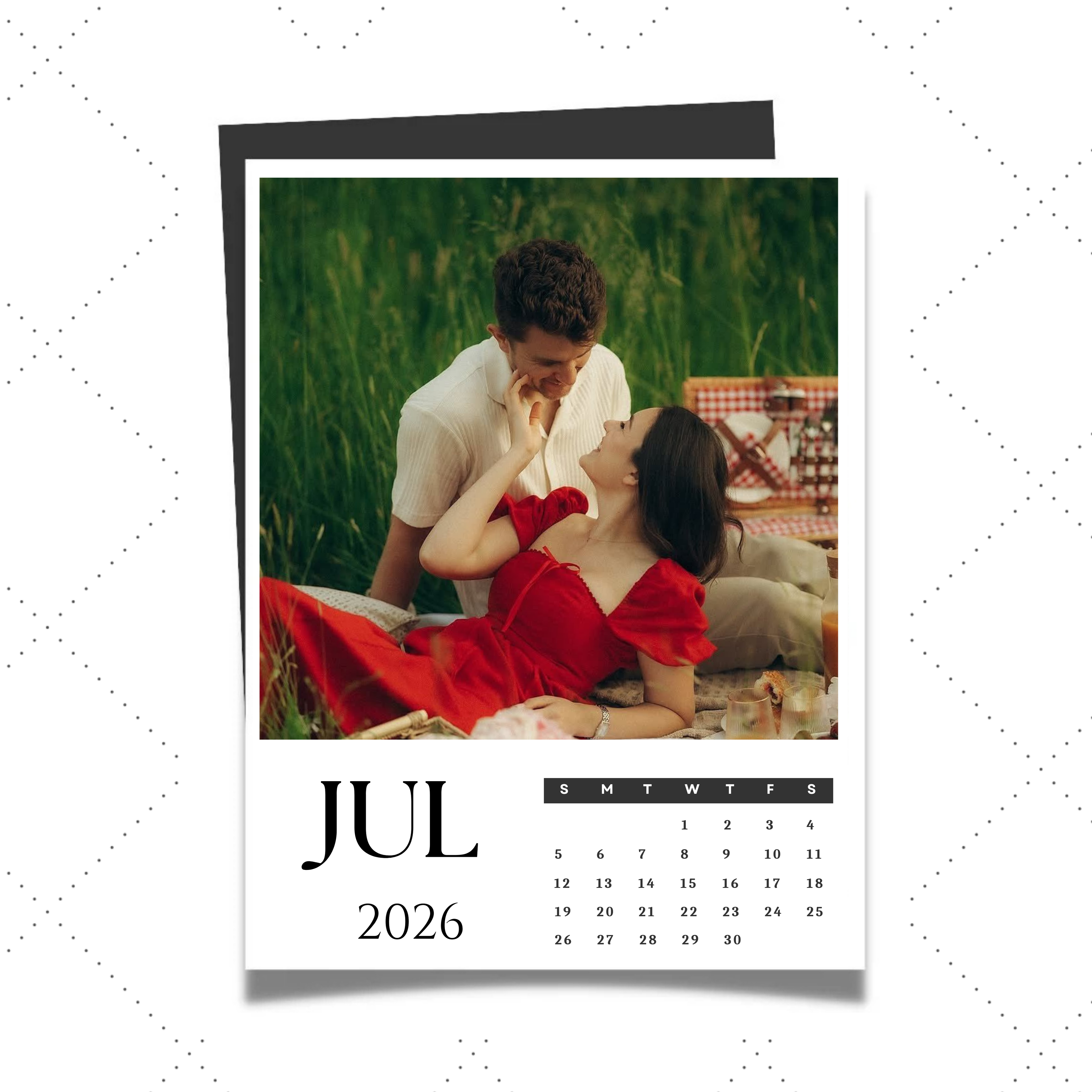 Custom magnetic photo calendar sample to show scale