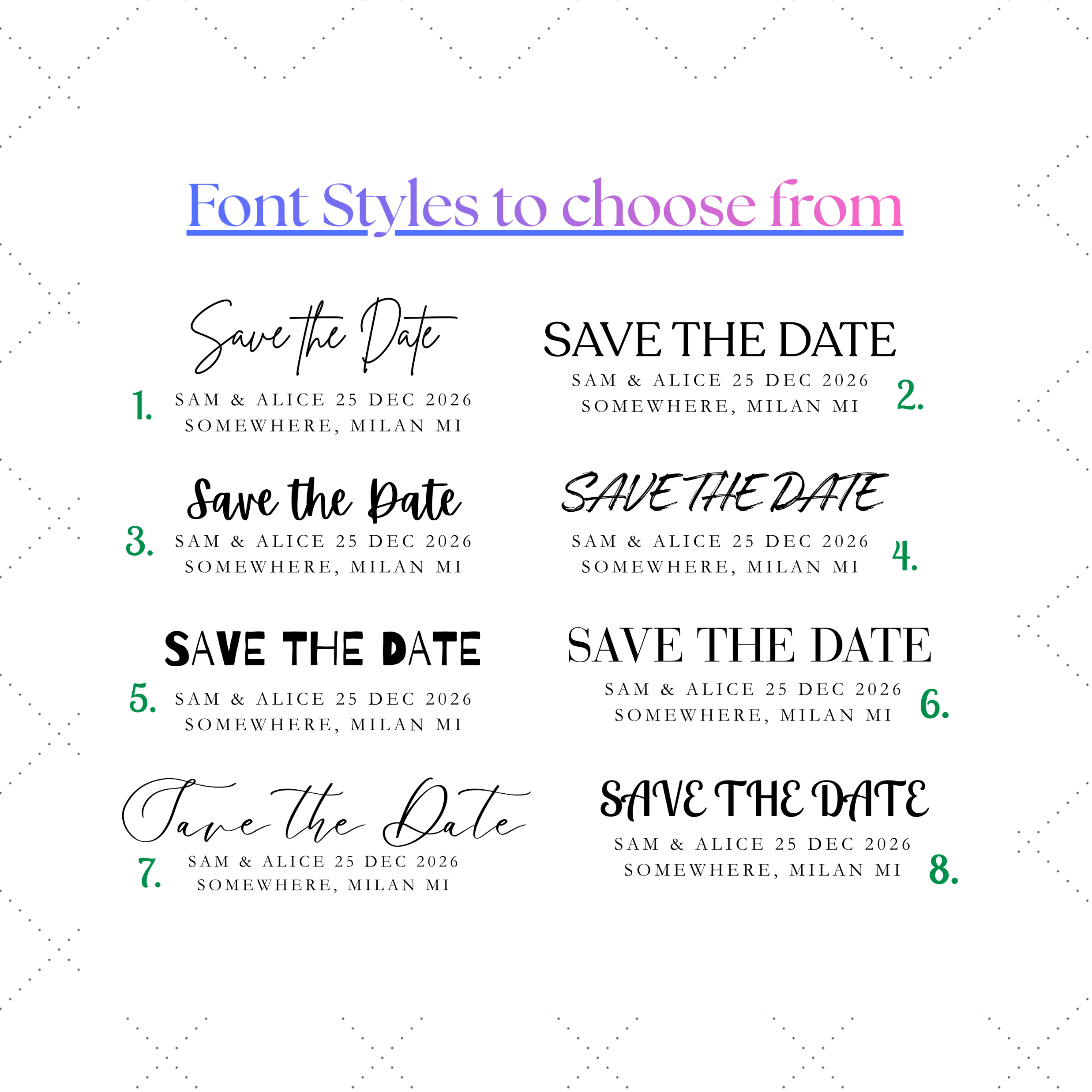 Font style to choose from personalized photo magnets